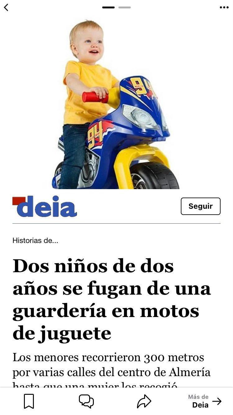 Dos niños se fugan en moto en Almería